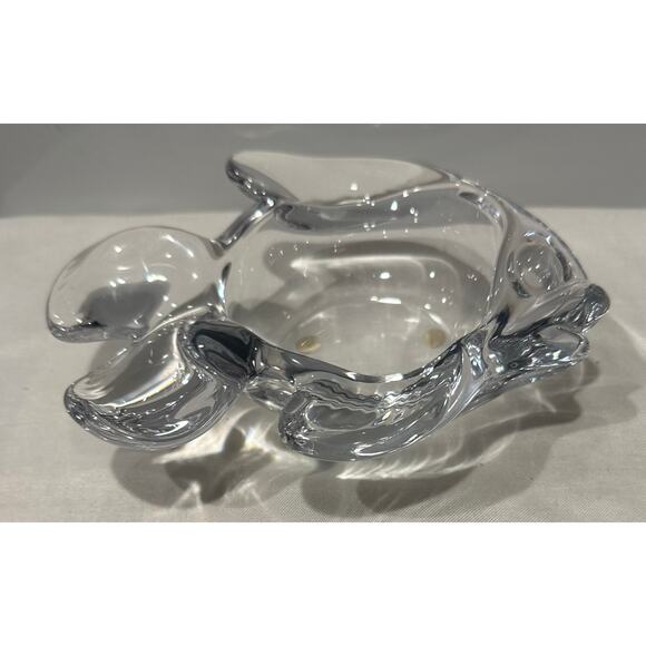 Fish Shaped Candy Trinket Art Vannes France Crystal Ring Dish 2”H x 6.5"L Vtg - Picture 1 of 10